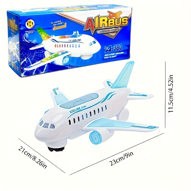 Interactive LED Airplane Toy with Lights & Sounds - Battery-Powered, Durable ABS Material, White - Perfect Gift for Youngsters 3+, Features Realistic Design with Blue & Green LEDs, Ideal for Preschoolers & Young Youngsters