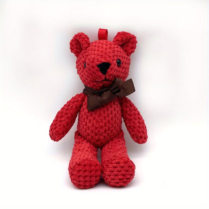 1pc Handmade Crochet Bear Plush Toy, 5.9inch Stuffed Animal Keychain Pendant, Cute Dress-Up Doll Gift for Birthday, Wedding Party Decor - Available in White, Red, Black, Grey, Purple