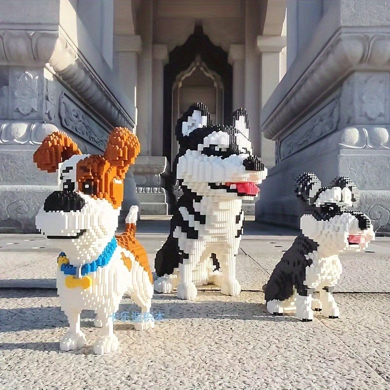 4600pcs Micro Dog Building Blocks Toy - Cute DIY Puzzle with Brown & White Pixelated Design, Interlocking Plastic Bricks for Parties, Gifts, and Creative Fun, Creative Building Toy | Playful Design | Interlocking Pieces