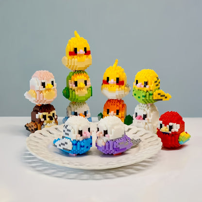 12pcs Mini Birds Building Blocks Set - Cute Animal Bricks for Youngsters, Educational Assembly Toy, Perfect Birthday or Christmas Gift