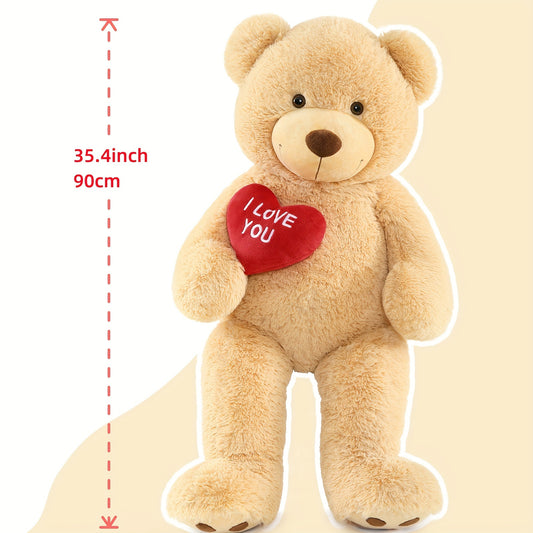 I Love You Giant Teddy Bear, Large Stuffed Bear With Footprints, Hugging Red Heart Stuffed Animal Gift For Girlfriend Kids Mom, Valentines Bear, Birthday, Anniversary