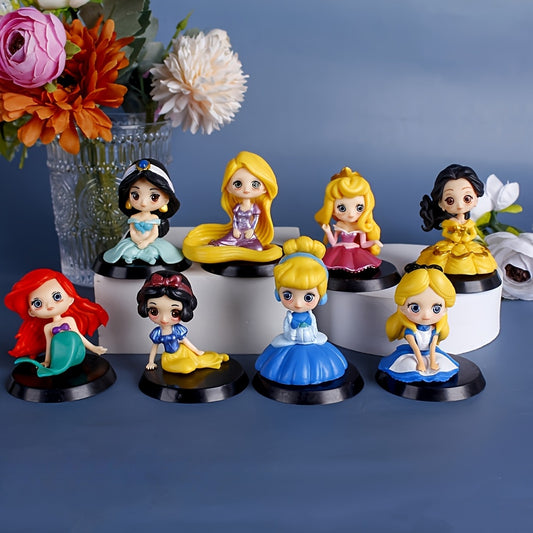 8pcs Princess Series Decoration Set - PVC Dolls, including Snow White, Ariel and more - Perfect for bedroom, desktop or car display - A cute gift for fans