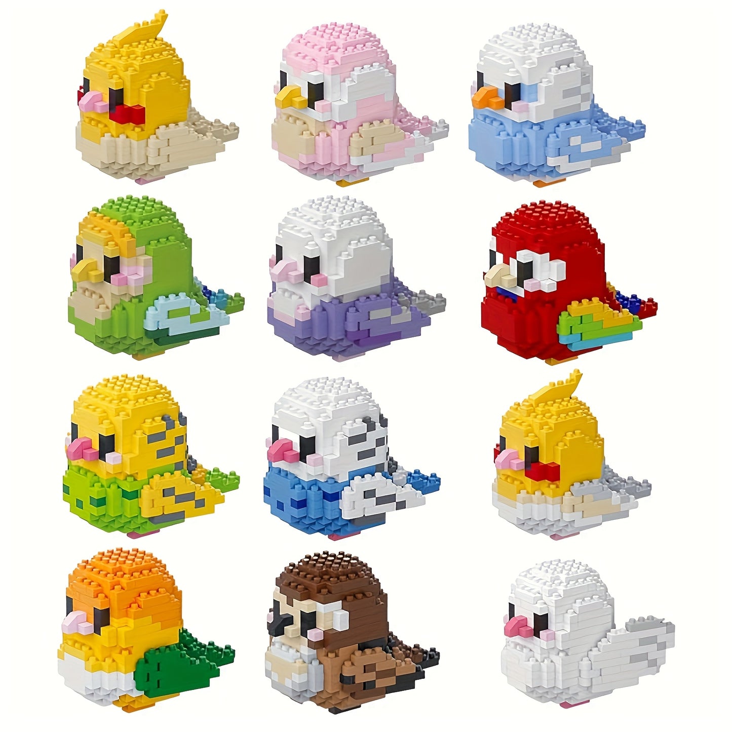 12pcs Mini Birds Building Blocks Set - Cute Animal Bricks for Youngsters, Educational Assembly Toy, Perfect Birthday or Christmas Gift