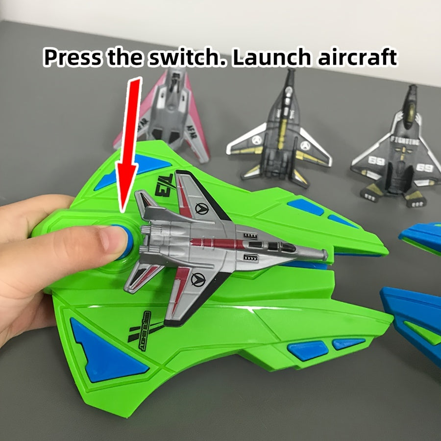 2pcs Airplane Launcher + 6pcs Fighter Jet Youngsters's Play Shooting Toy Two-Person Battle Launching Airplane Boy Gift Christmas Gift