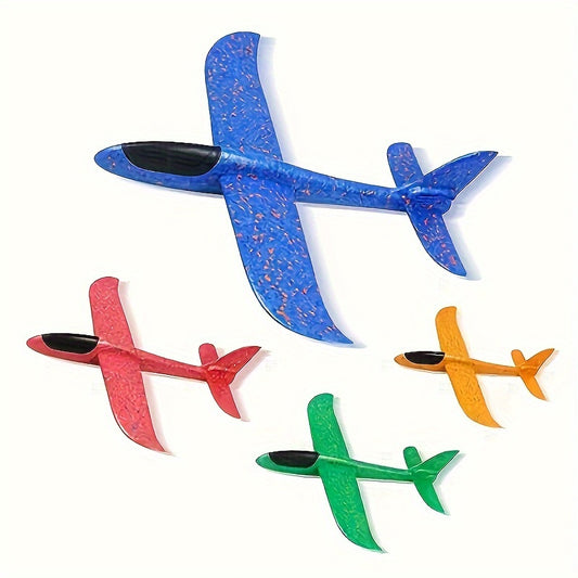 2 Pcs Large Outdoor Beach Foam Airplane, Hand Throwing Spinning Toy with Blue Color and Fun Throwing Experience