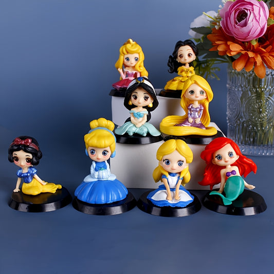 8pcs Princess Series Decoration Set - Animated PVC Figures Including Snow White, for Ariel, and More - Ideal for Bedroom, Desktop, or Car Display - Cute Gift for Fans