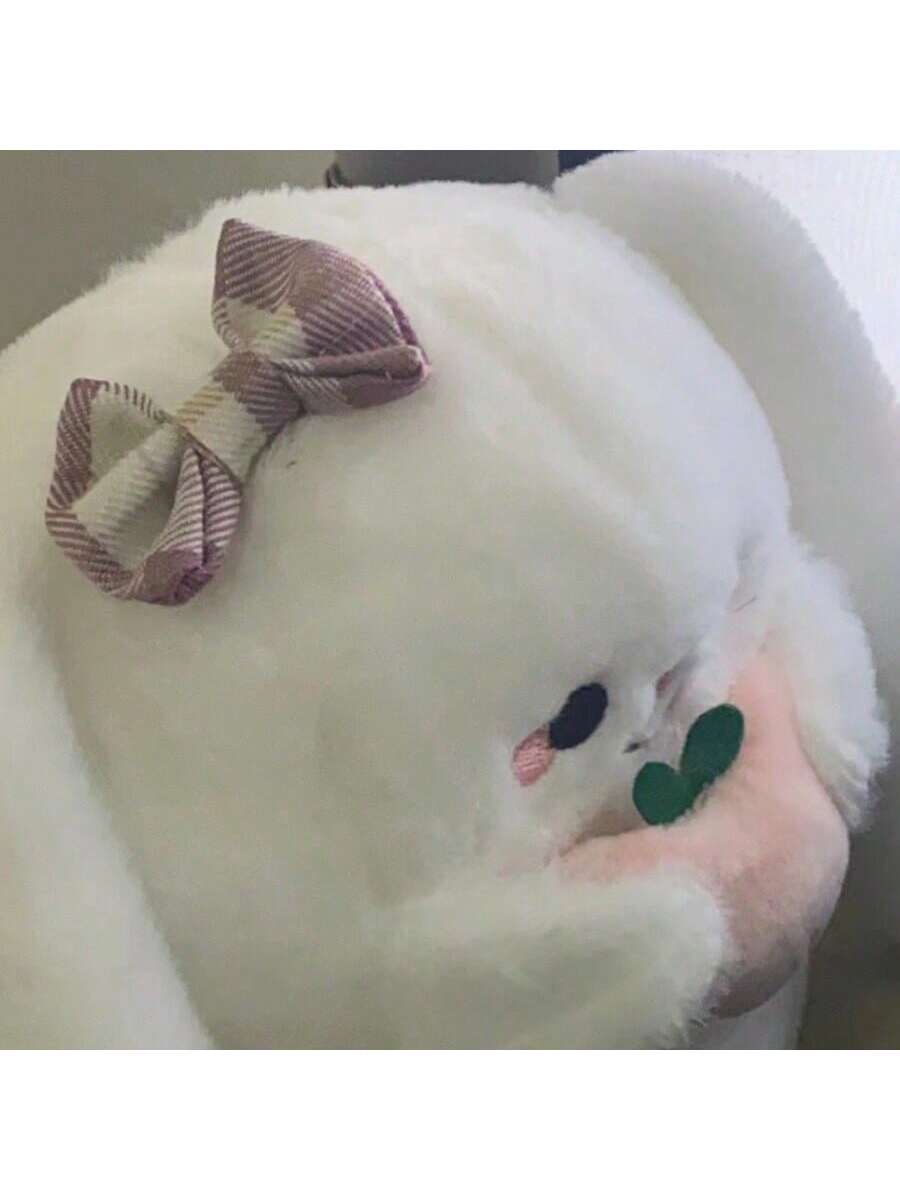 1pc Super Soft Plush Decorative Pillow, Cute Heart-Shaped Bunny Stuffed Animal, Home Bedroom Decoration White