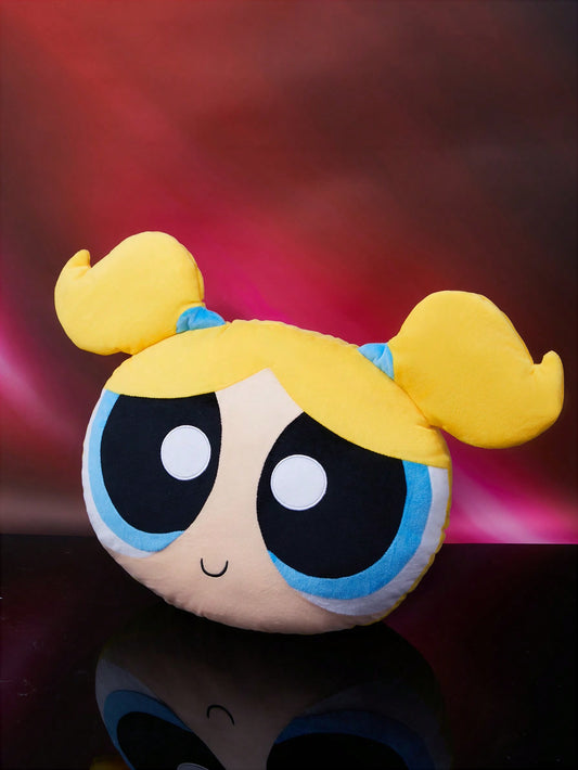 THE POWERPUFF GIRLS X SHEIN Cute Cartoon Yellow Plush Pillow Yellow