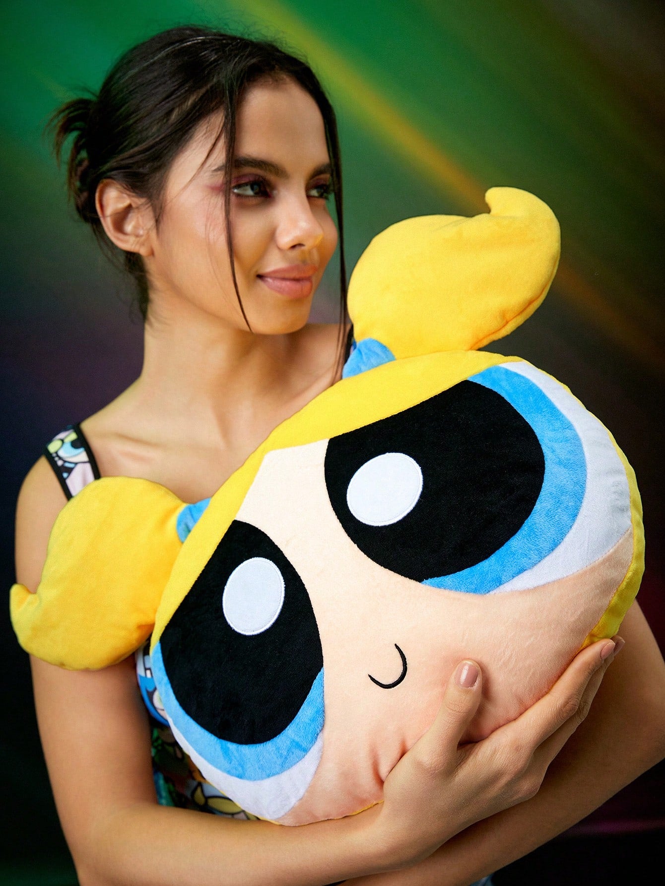 THE POWERPUFF GIRLS X SHEIN Cute Cartoon Yellow Plush Pillow Yellow