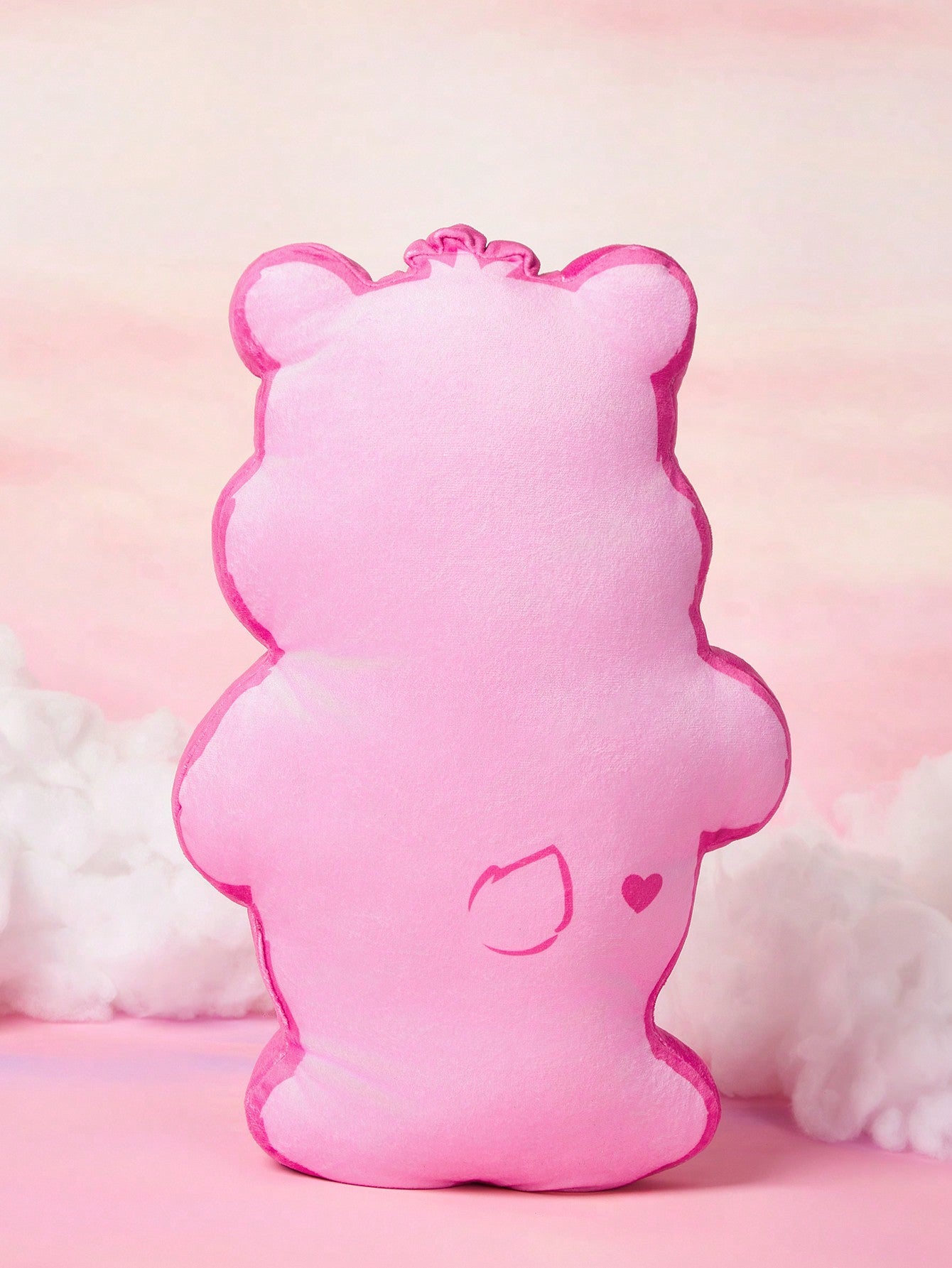 SHEIN X Care Bears Cartoon Bear & Rainbow Embroidered Pink Plush Pillow Pink