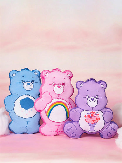 SHEIN X Care Bears Cartoon Bear & Rainbow Embroidered Pink Plush Pillow Pink