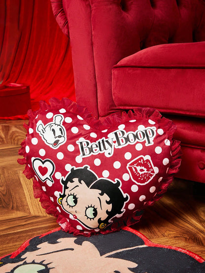 Betty Boop | ROMWE Cartoon Character And Polka Dot Pattern Heart Shaped Throw Pillow Multicolor
