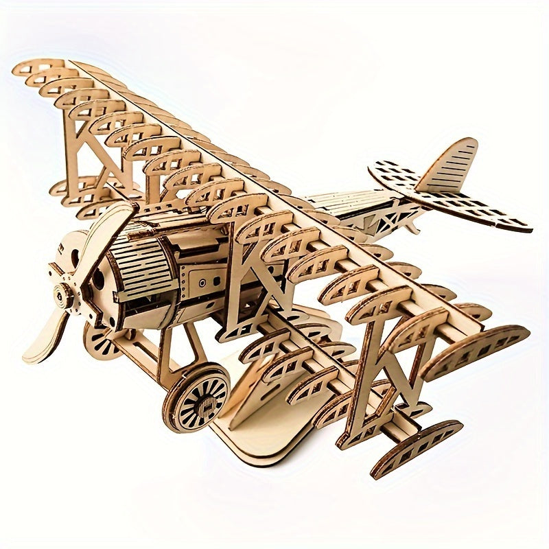 DIY 3D Wooden Airplane Puzzle - Creative Craft Model Kit for Home Decor, Perfect Birthday or Christmas Gift, Airplane Toy