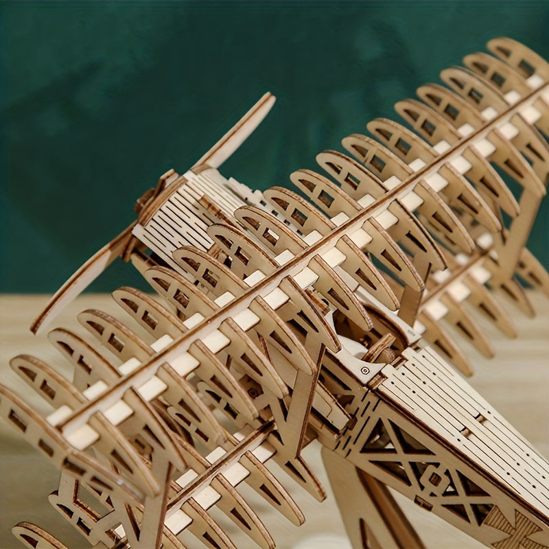 DIY 3D Wooden Airplane Puzzle - Creative Craft Model Kit for Home Decor, Perfect Birthday or Christmas Gift, Airplane Toy