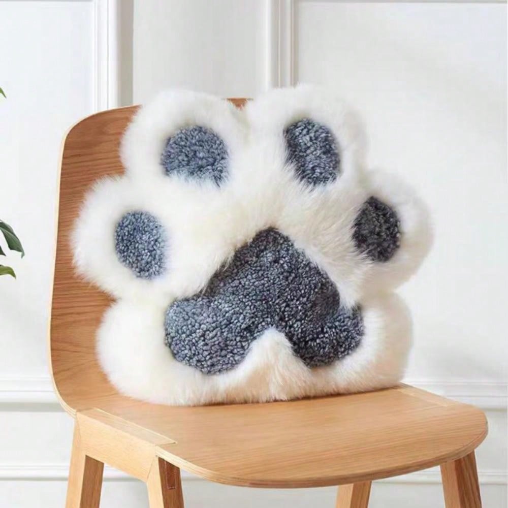 1pc 17.72*17.72in Cute Fluffy Cat Paw Pillow With Core, Furniture Office Sofa Bedroom Bed Decorative Pillow, Christmas Valentine's Day Mother's Day Anniversary Birthday Gift Blue Gray + White-45*45cm