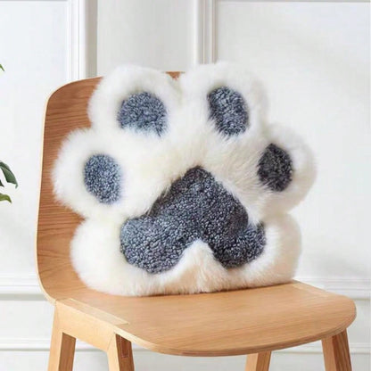 1pc 17.72*17.72in Cute Fluffy Cat Paw Pillow With Core, Furniture Office Sofa Bedroom Bed Decorative Pillow, Christmas Valentine's Day Mother's Day Anniversary Birthday Gift Blue Gray + White-45*45cm
