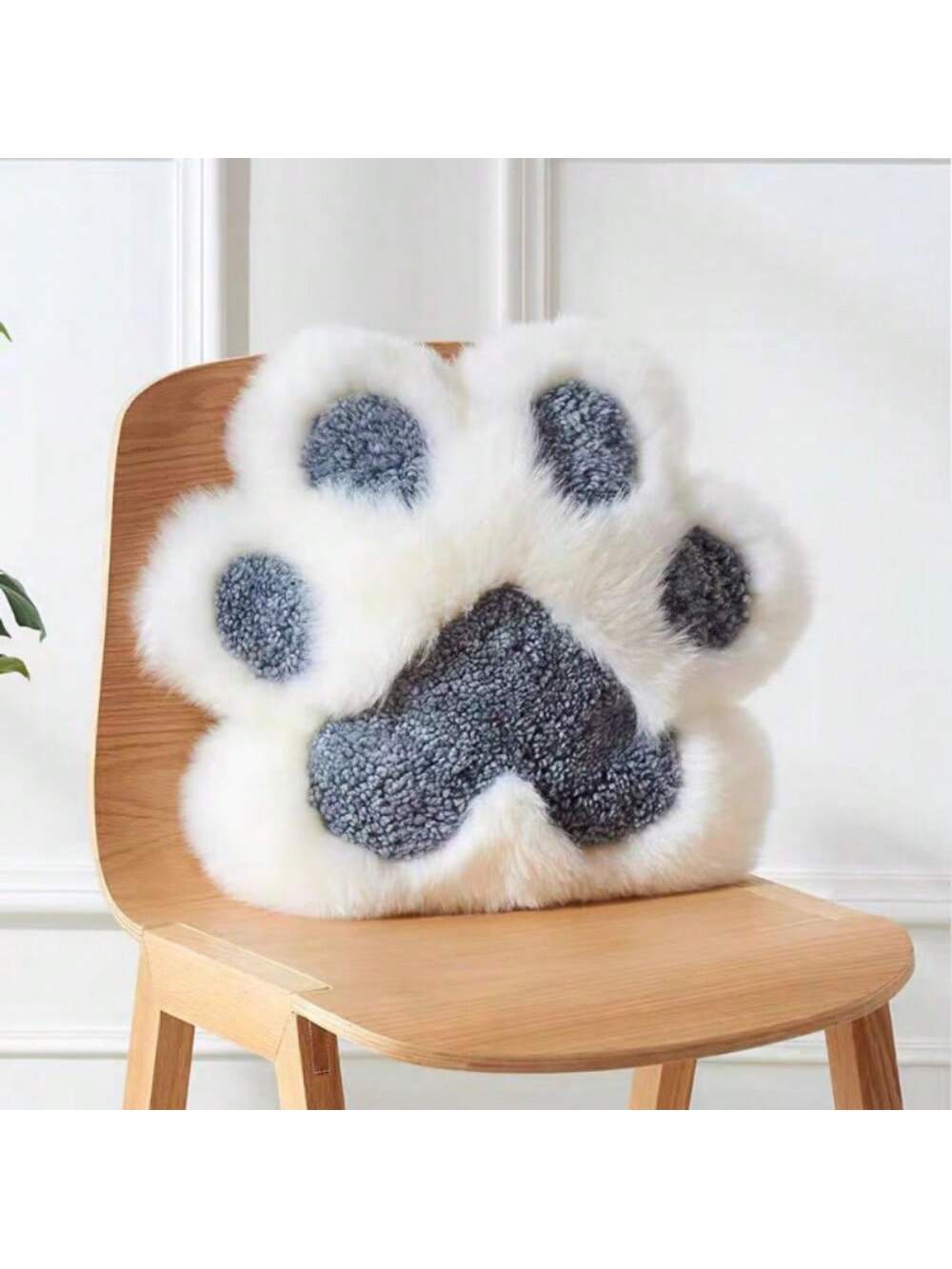 1pc 17.72*17.72in Cute Fluffy Cat Paw Pillow With Core, Furniture Office Sofa Bedroom Bed Decorative Pillow, Christmas Valentine's Day Mother's Day Anniversary Birthday Gift Blue Gray + White-45*45cm