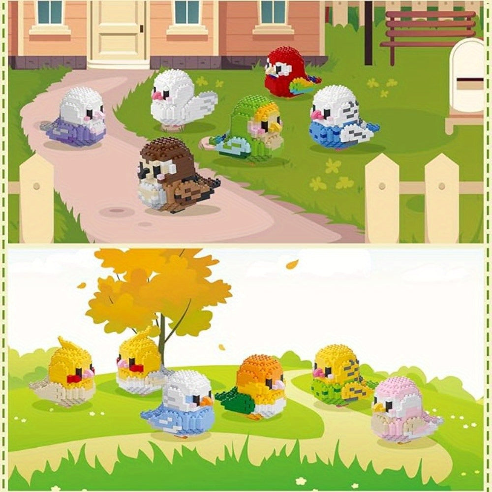 12pcs Mini Birds Building Blocks Set - Cute Animal Bricks for Youngsters, Educational Assembly Toy, Perfect Birthday or Christmas Gift