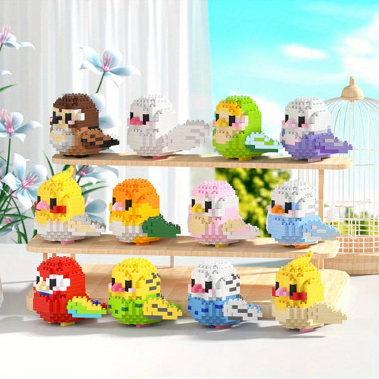 12pcs Mini Birds Building Blocks Set - Cute Animal Bricks for Youngsters, Educational Assembly Toy, Perfect Birthday or Christmas Gift