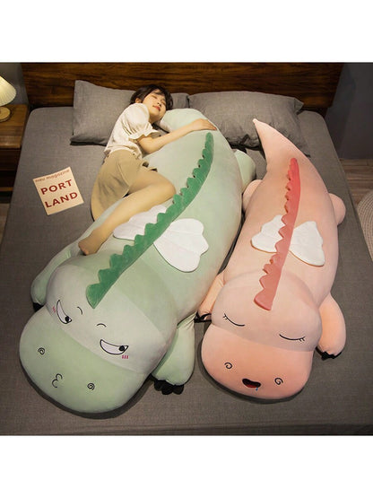 1pc 39 Inch Cute Plush Dinosaur Body Pillow, Green Dinosaur Stuffed Doll Cushion, Children's Birthday Gift, Bedding Companion Doll Multicolor