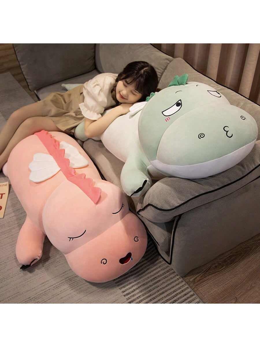 1pc 39 Inch Cute Plush Dinosaur Body Pillow, Green Dinosaur Stuffed Doll Cushion, Children's Birthday Gift, Bedding Companion Doll Multicolor