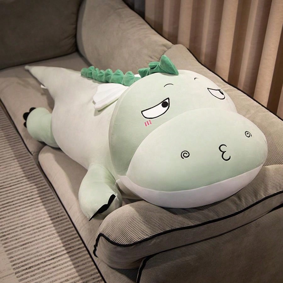 1pc 39 Inch Cute Plush Dinosaur Body Pillow, Green Dinosaur Stuffed Doll Cushion, Children's Birthday Gift, Bedding Companion Doll Multicolor