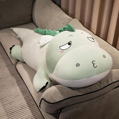 1pc 39 Inch Cute Plush Dinosaur Body Pillow, Green Dinosaur Stuffed Doll Cushion, Children's Birthday Gift, Bedding Companion Doll Multicolor