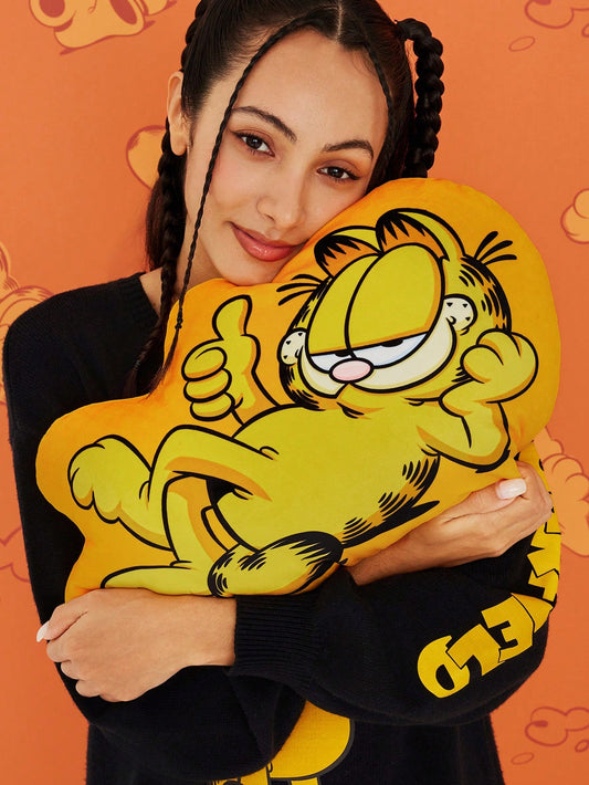 GARFIELD X SHEIN Cartoon Cat & Slogan Decorative Throw Pillow Orange