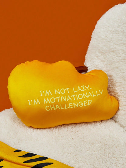 GARFIELD X SHEIN Cartoon Cat & Slogan Decorative Throw Pillow Orange