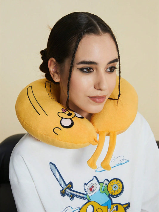 ADVENTURE TIME X SHEIN Embroidered Cartoon Pattern Travel Neck Travel Pillow, Gifts Yellow