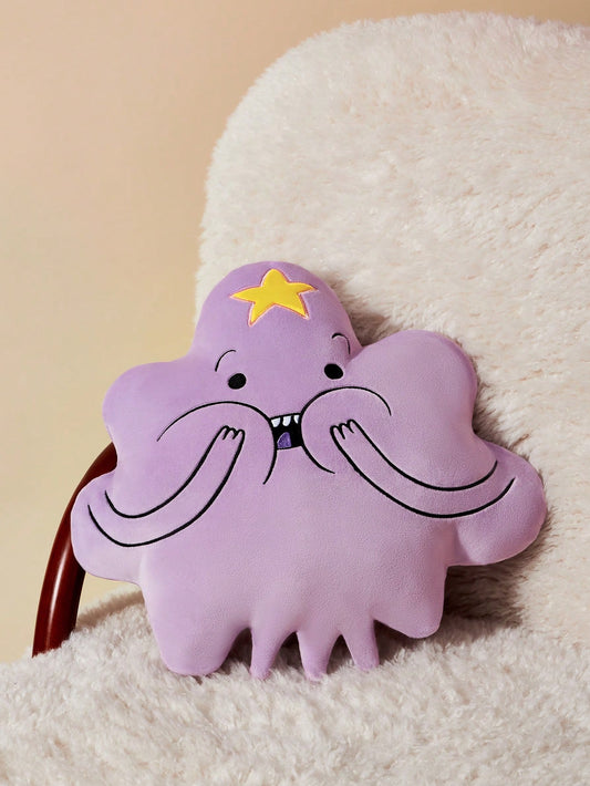 ADVENTURE TIME X SHEIN Embroidered Cartoon Pattern Decorative Throw Pillow, Gifts Mauve Purple