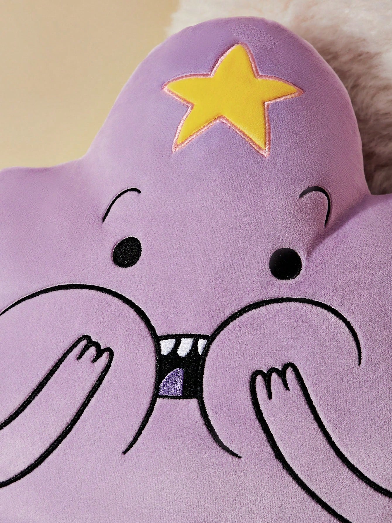 ADVENTURE TIME X SHEIN Embroidered Cartoon Pattern Decorative Throw Pillow, Gifts Mauve Purple
