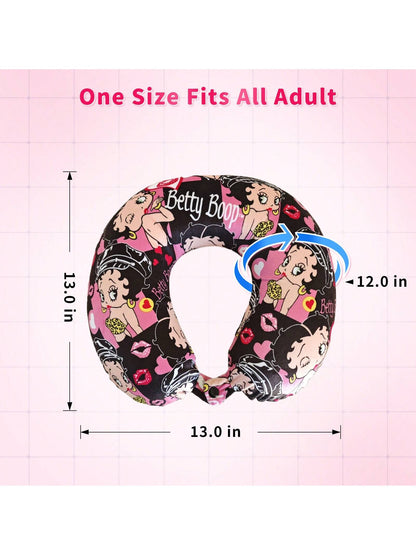 Betty Boop High Quality Memory Foam Travel Pillow – Soft Neck Support With Iconic Prints For Comfort On The Go Classic Cartoon