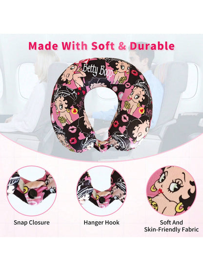 Betty Boop High Quality Memory Foam Travel Pillow – Soft Neck Support With Iconic Prints For Comfort On The Go Classic Cartoon