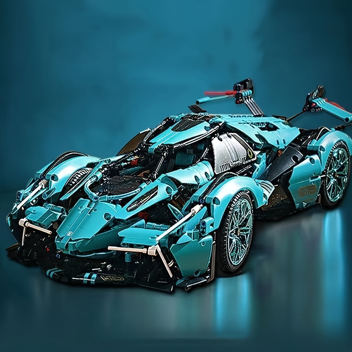 1330pcs Blue Sports Car Building Blocks Set, High Difficulty Racing Model, Perfect for Living Room, Dining Room, Study Room Decor, Ideal Christmas Birthday Gift, ABS Material, Vehicle Theme