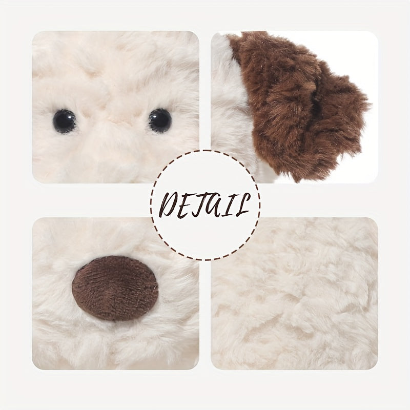 Soft & Fluffy White Dog Plush Toy - Adorable Cartoon Stuffed Animal with Brown Ears, Perfect for Home Decor, Sofa, or Room Accent | Ideal Gift for Holidays, Birthdays, and Friends & Family, Stuffed Plushies