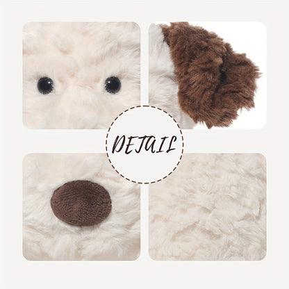 Soft & Fluffy White Dog Plush Toy - Adorable Cartoon Stuffed Animal with Brown Ears, Perfect for Home Decor, Sofa, or Room Accent | Ideal Gift for Holidays, Birthdays, and Friends & Family, Stuffed Plushies