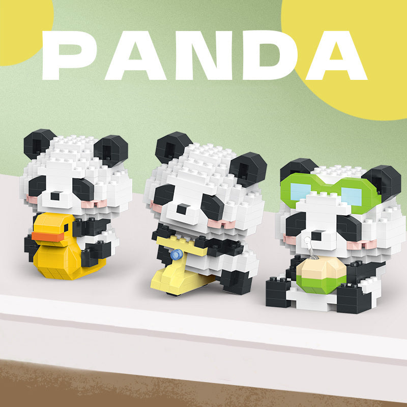 12pcs Cute Panda Building Blocks for Kids Ideal Birthday & Holiday Gift, Adorable DIY Wooden Desk Ornaments