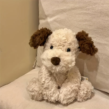 Soft & Fluffy White Dog Plush Toy - Adorable Cartoon Stuffed Animal with Brown Ears, Perfect for Home Decor, Sofa, or Room Accent | Ideal Gift for Holidays, Birthdays, and Friends & Family, Stuffed Plushies