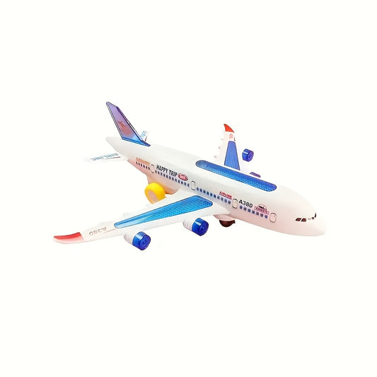 1pc Aeroplane Toy Airbus Electric Universal Plane, Dream Airbus Aviation Model Toy, Color: White, Material: Other Plastic