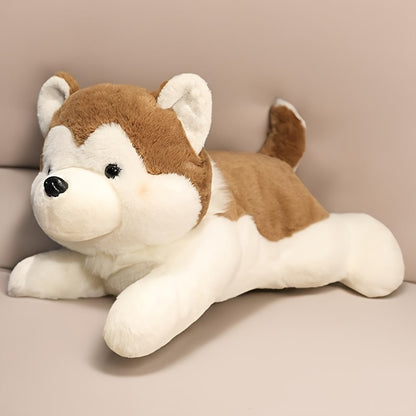 Adorable Siberian Husky Plush Toy - Soft Polyester, White with Brown Accents, Ideal Companion Gift for All Ages, Perfect for Home Decor and Holiday Celebrations, Husky Dog Themed Items