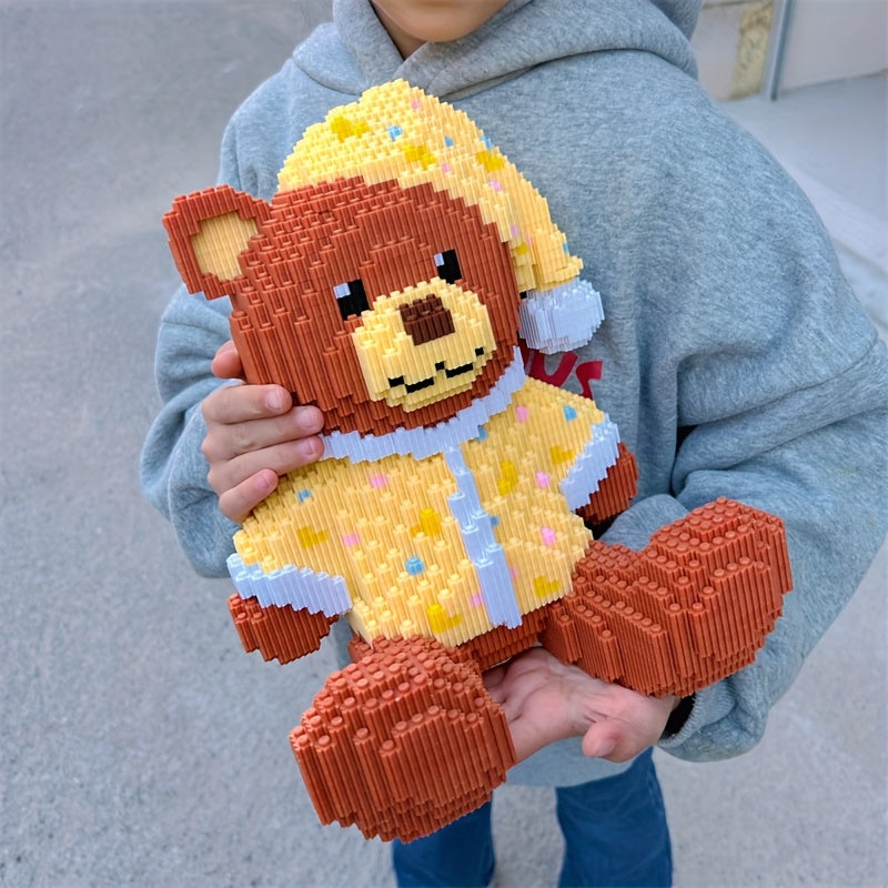 9000pcs Pajamas Teddy Bear Cute Animal Building Blocks Handmade DIY Jigsaw Living Room Tabletop Decoration Boy Girl Birthday Gift Pendant Decoration