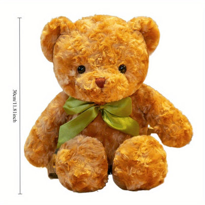 White Plush Teddy Bear with Green Bow Tie - Soft, Fluffy Microfiber Cuddle Doll, Ideal Birthday Gift for Girls and Youngsters, Birthday Plush Gift|Charming Teddy Bear|Soft Microfiber, Stuffed Animals