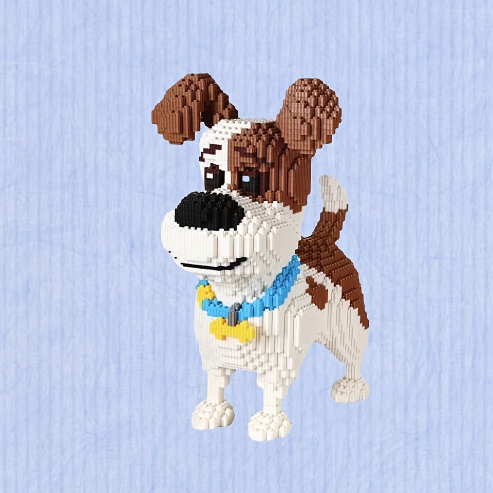 4600pcs Micro Dog Building Blocks Toy - Cute DIY Puzzle with Brown & White Pixelated Design, Interlocking Plastic Bricks for Parties, Gifts, and Creative Fun, Creative Building Toy | Playful Design | Interlocking Pieces