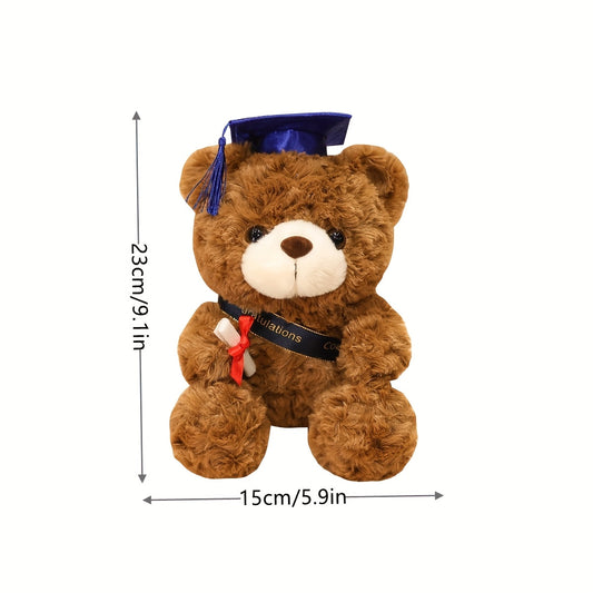 1pc Graduation Plush Bear Figures, 9.06inch Polyester Stuffed Animal, Perfect for Halloween, Thanksgiving, Christmas, New Year, Valentine's, Mother'S Day, Carnival, Easter, Home, Office, Car, Outdoor Holiday Decor