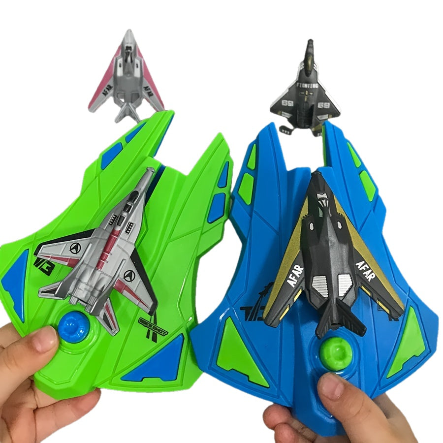 2pcs Airplane Launcher + 6pcs Fighter Jet Youngsters's Play Shooting Toy Two-Person Battle Launching Airplane Boy Gift Christmas Gift