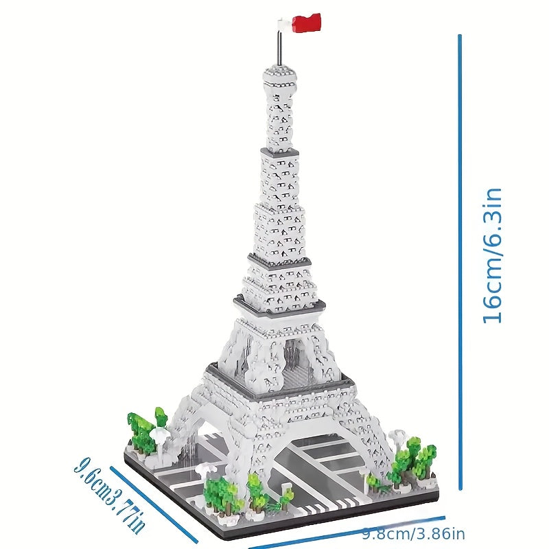 3585pcs Micro Block Set Eiffel Tower, Mixed Color, Made of ABS Material, with Educational Objective of Concentration, for Birthday\u002F Festival Gift