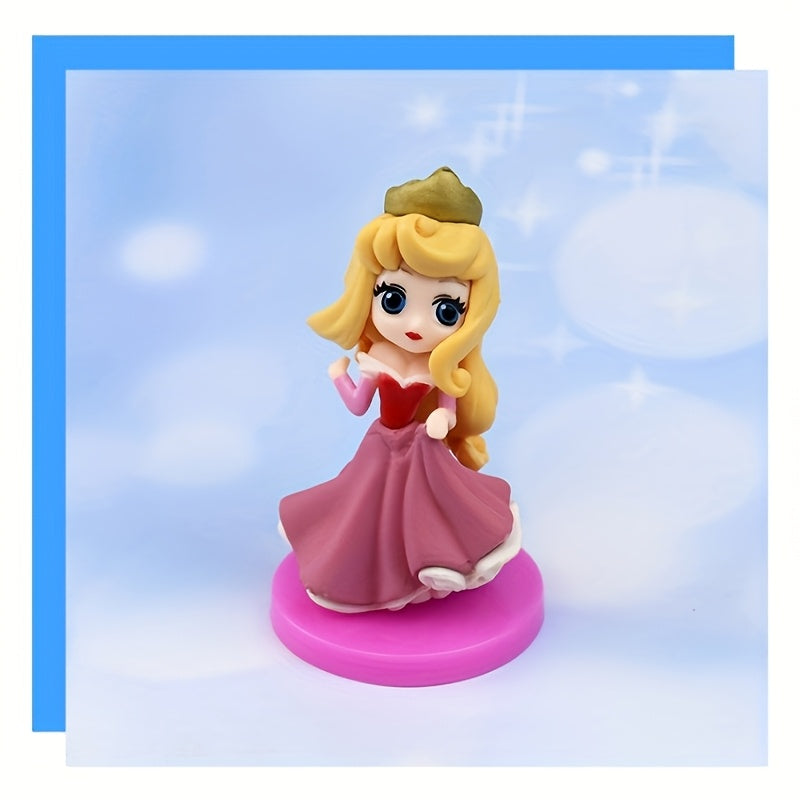 6pcs Frozen series, princess doll model gashapon machine Mystery Box birthday cake decoration, suitable as home decoration and birthday gift