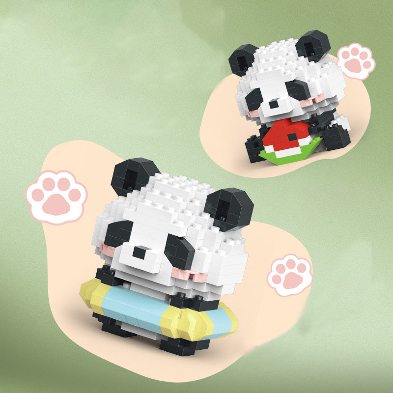 12pcs Cute Panda Building Blocks for Kids Ideal Birthday & Holiday Gift, Adorable DIY Wooden Desk Ornaments