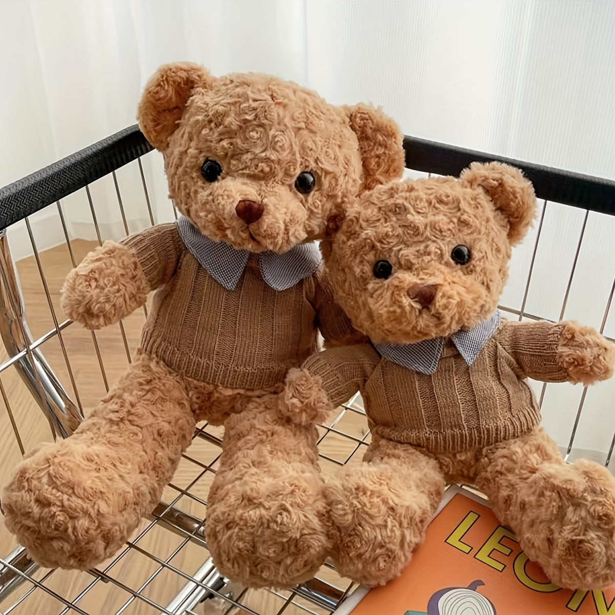 Adorable Light Brown Teddy Bear Plush Toy with Sweater - Soft Polyester Stuffed Animal, Cute Gentleman Bear Gift for Youngsters, Birthday Present, Throw Pillow or Decorative Plushie, Stuffed Plushies